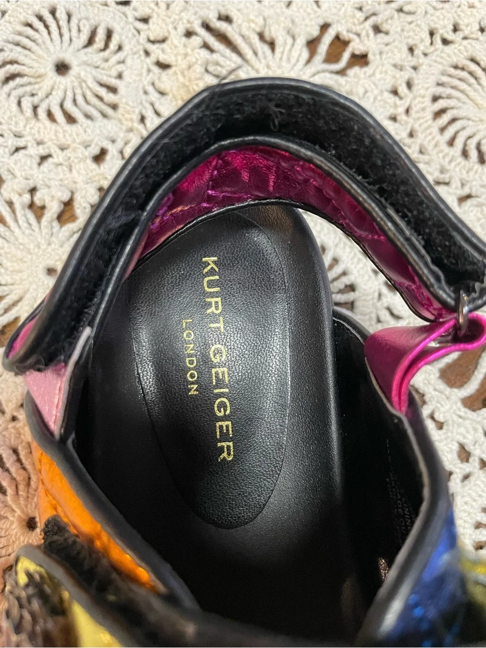 Kurt Geiger Multicolor Metallic Strap Orson Slingback Sandal Size 3